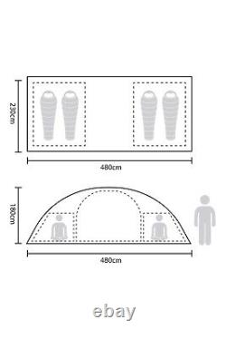 Mountain Warehouse Holiday 4 Person Dome Tent Large Sturdy for Camping Hiking