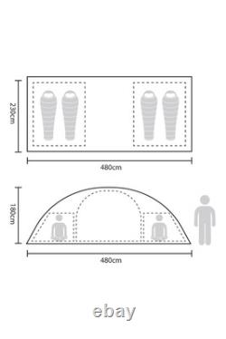 Mountain Warehouse Holiday 4 Person Dome Tent Large Sturdy for Camping Hiking