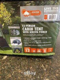 NEW Ozark Trail 12-Person Cabin Tent With Screen Porch Sleeping Family Camping