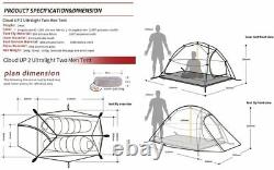 Naturehike Cloud-up 2 Ultralight Camping Tent for 2 Persons Waterproof Double