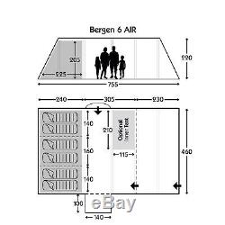 New 2018 Kampa Bergen 6 Berth Large Air Pro person man family inflatable tent