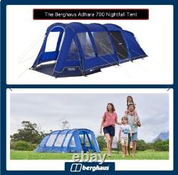 New Berghaus Adhara 700 Nightfall family Tent with Sewn in Groundsheet rp £800