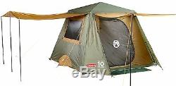 New Coleman Instant Cabin 6 Person Gold Rear Door Two Poles Tent Full Fly