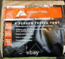 New Ozark Trail 8 Person Teepee Tent Kahki Camping Holidays Festivals Outdoors
