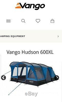 New Vango Hudson 600XL 6 Person Family Exceed Poled Tent Sky Blue