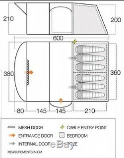 New Vango Hudson 600XL 6 Person Family Exceed Poled Tent Sky Blue