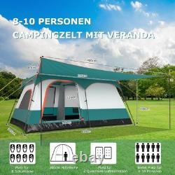 Northix Camping Tent 2 Room Large Family Shelter with Porch 8-10 Person Awning