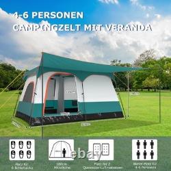 Northix Camping Tent Large 8-10 Person 2 Room Family Shelter with Awning and Bag