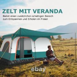 Northix Camping Tent Large 8-10 Person 2 Room Family Shelter with Awning and Bag