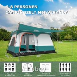 Northix Camping Tent Large Family 8 to 10 Person 2 Rooms with Awning and Floor