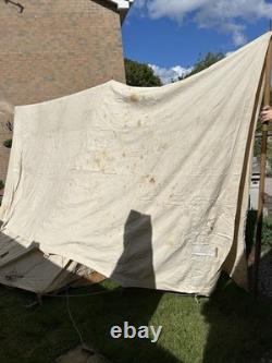 Old Large Canvas Tent & Old Leather Bag Needs Restoring