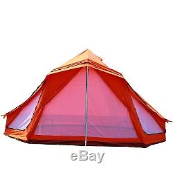 Orange 5M Large Window Bell Tent Waterproof Canvas Camping Beach Glamping Tent
