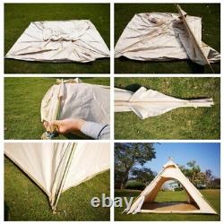 Outdoor 2M Canvas 2-3 Person pyramid Tent with Double Door campig tipi tent