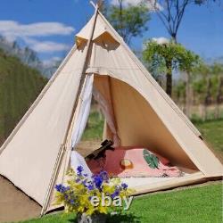 Outdoor 2M Canvas Camping Pyramid Tent Adult Indian Teepee Tent for 1-2 Person