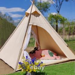 Outdoor 2M Canvas Camping Pyramid Tent Adult Indian Teepee Tent for 1-2 Person