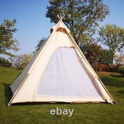 Outdoor 2M Canvas Camping Pyramid Tent Adult Indian Teepee Tent for 1-2 Person