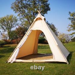 Outdoor 2M Canvas Camping Pyramid Tent Adult Indian Teepee Tent for 1-2 Person