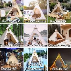 Outdoor 2M Canvas Camping Pyramid Tent Adult Indian Teepee Tent for 1-2 Person