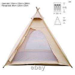 Outdoor 2M Canvas Camping Pyramid Tent Adult Indian Teepee Tent for 1-2 Person
