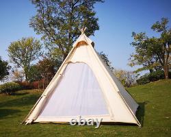 Outdoor 2M Canvas Camping Pyramid Tipi Tent Adult Indian Teepee Tent for 23