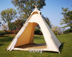 Outdoor 2M Canvas Camping Pyramid Tipi Tent Adult Indian Teepee Tent for 23