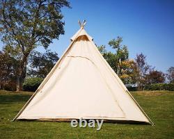 Outdoor 2M Canvas Camping Pyramid Tipi Tent Adult Indian Teepee Tent for 23