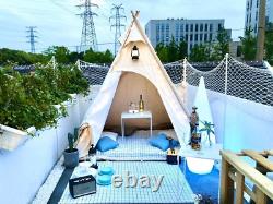 Outdoor 2M Canvas Camping Pyramid Tipi Tent Adult Indian Teepee Tent for 23