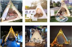 Outdoor 2M Canvas Camping Pyramid Tipi Tent Adult Indian Teepee Tent for 23