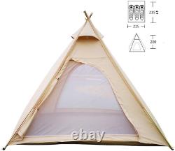 Outdoor 2M Canvas Camping Pyramid Tipi Tent Adult Indian Teepee Tent for 23