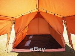 Outdoor Family Camping Large Cotton 6X3M Glamping Safari House Tent With Veranda