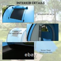 Outsunny 2 Room Camping Family Tent for 3-4 Man, 3000mm Waterproof, Sky Blue