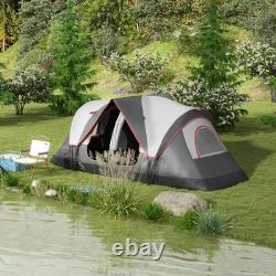 Outsunny 2 Room Camping Tent with Waterproof Rainfly & Screen Panels Grey