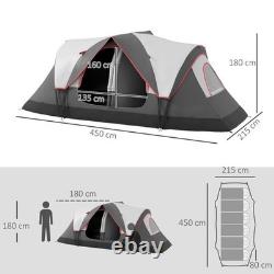Outsunny 2 Room Camping Tent with Waterproof Rainfly & Screen Panels Grey