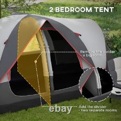 Outsunny 2 Room Camping Tent with Waterproof Rainfly & Screen Panels Grey