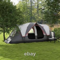 Outsunny 2 Room Camping Tent with Waterproof Rainfly & Screen Panels Grey