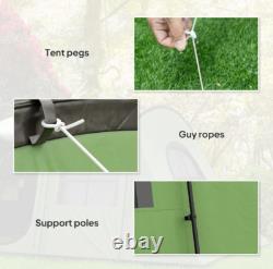 Outsunny 3-4 Man Tunnel Tent Sewn in Floor 3000mm Waterproof Groundsheet Green