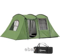 Outsunny 3-4 Man Tunnel Tent Sewn in Floor 3000mm Waterproof Groundsheet Green