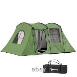 Outsunny 3-4 Man Tunnel Tent with Sewn in Floor, 3000mm Waterproof, Green