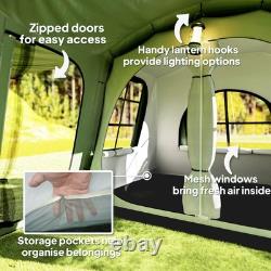 Outsunny 3-4 Man Tunnel Tent with Sewn in Floor, 3000mm Waterproof, Green