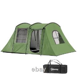 Outsunny 3-4 Man Tunnel Tent with Sewn in Floor, 3000mm Waterproof, Green