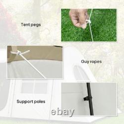 Outsunny 3-4 Man Tunnel Tent with Sewn in Floor, 3000mm Waterproof, Khaki