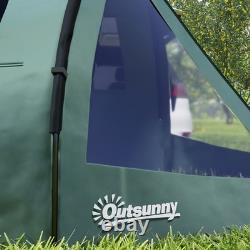 Outsunny 3-4 Persons Tunnel Tent, Two Room Camping Tent with Windows, Green