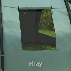 Outsunny 3-4 Persons Tunnel Tent, Two Room Camping Tent with Windows, Green