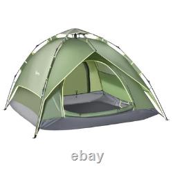 Outsunny 3 Man Camping Tent Automatic Pop Up Double Layer Dark Green