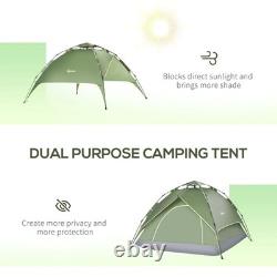 Outsunny 3 Man Camping Tent Automatic Pop Up Double Layer Dark Green