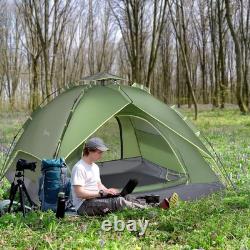 Outsunny 3 Man Camping Tent Automatic Pop Up Double Layer Dark Green
