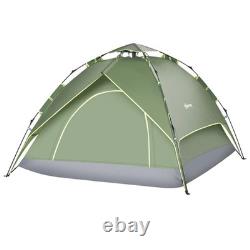 Outsunny 3 Man Camping Tent Automatic Pop Up Double Layer Dark Green