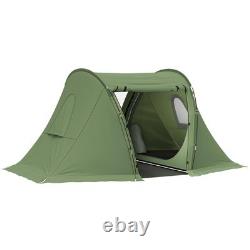 Outsunny 3 Man Camping Tent with 2 Bedrooms, 3000mm Waterproof, Green