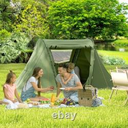 Outsunny 3 Man Camping Tent with 2 Bedrooms, 3000mm Waterproof, Green