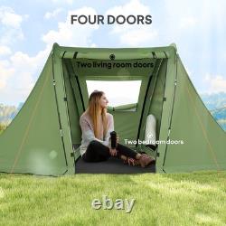 Outsunny 3 Man Camping Tent with 2 Bedrooms, 3000mm Waterproof, Green